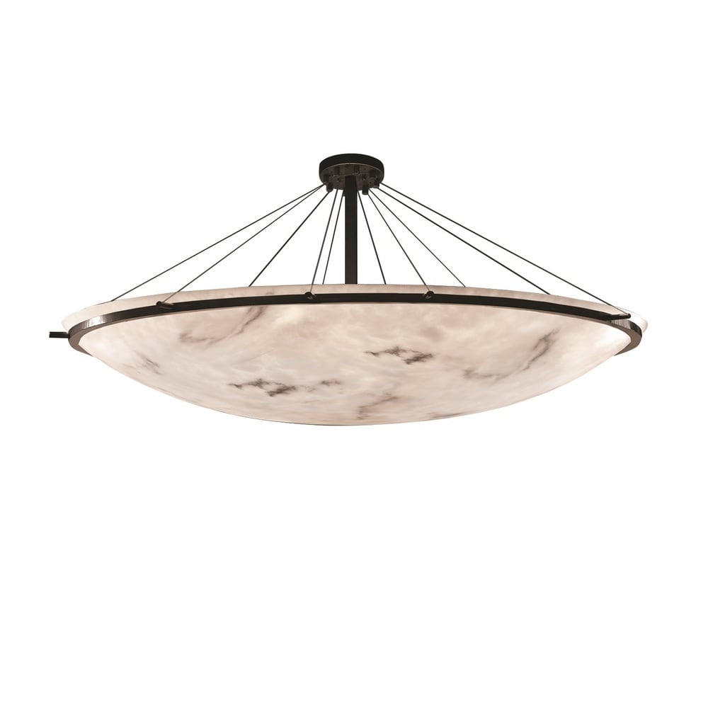 Justice Design Lumenaria Ring 16 Light Dark Bronze Round Bowl Semi Flush Faux Alabaster Shade