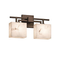 Justice Design Group Lumenaria Aero 2 Light Dark Bronze Bath Bar Faux Alabaster Rectangle Shade