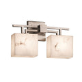 Justice Design Group Lumenaria Aero 2 Light Brushed Nickel Bath Bar Faux Alabaster Rectangle Shade