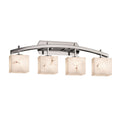 Justice Design Group Lumenaria Archway 4 Light Polished Chrome Bath Bar Faux Alabaster Rectangle Shade