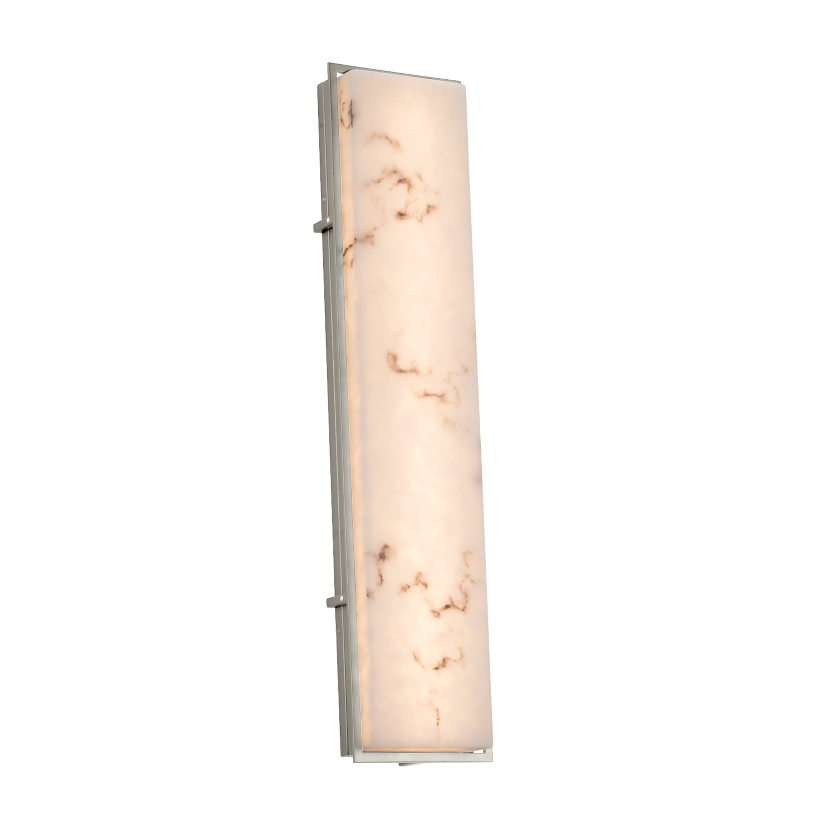 Justice Design Group Lumenaria Avalon 36 Inch Brushed Nickel Ada Led Outdoor Wall Sconce Faux Alabaster Shade