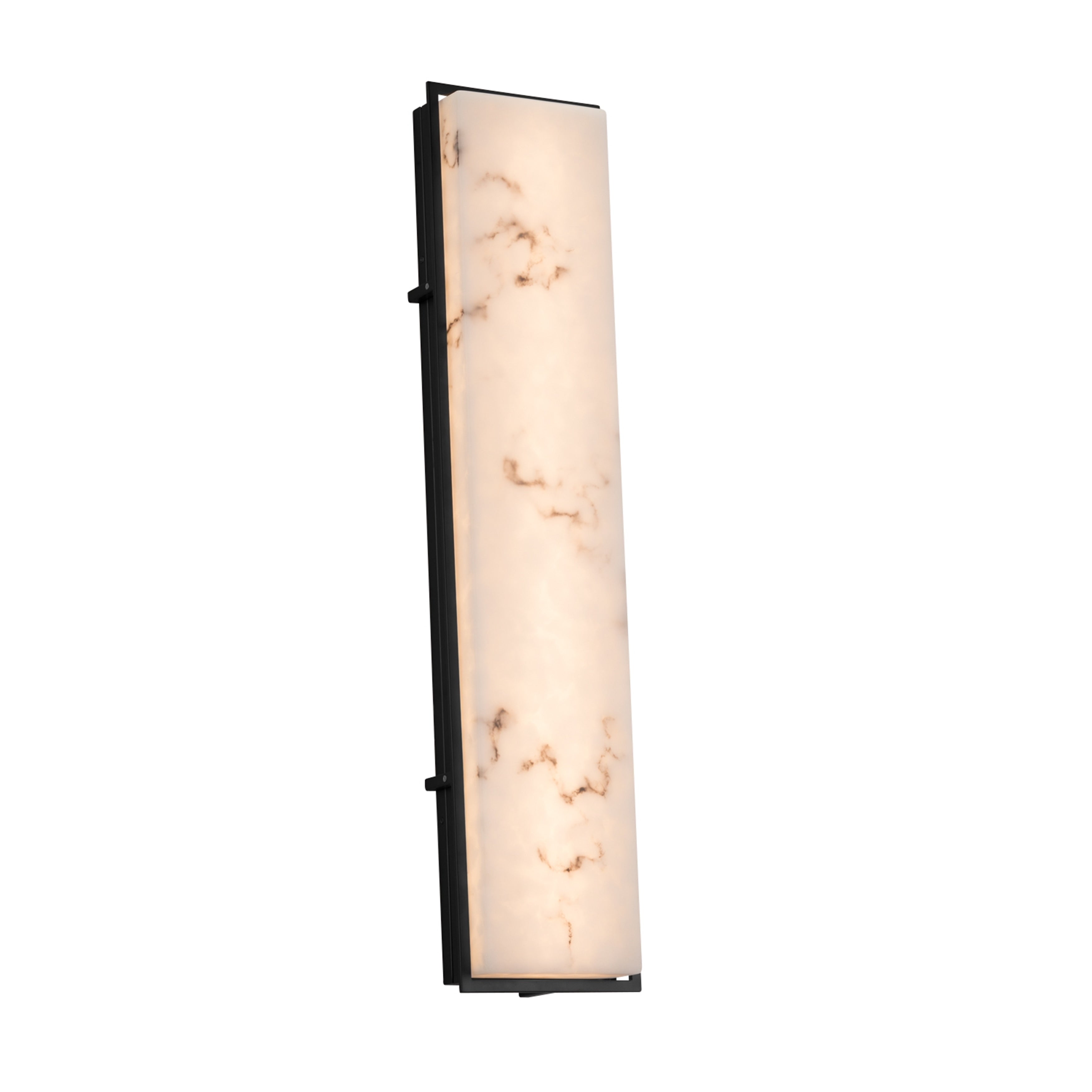 Justice Design Group Lumenaria Avalon 36 Inch Matte Black Ada Led Outdoor Wall Sconce Faux Alabaster Shade