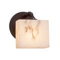 Justice Design Group Lumenaria Bronx 1 Light Dark Bronze Wall Sconce Faux Alabaster Rectangle Shade