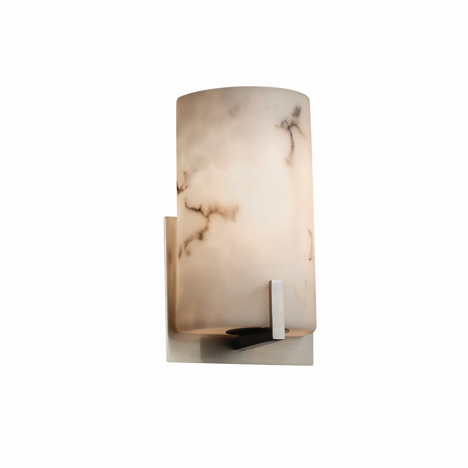 Justice Design Group Lumenaria Century 1 Light Brushed Nickel Ada Wall Sconce Faux Alabaster Shade