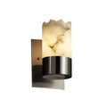 Justice Design Group Lumenaria Dakota 1 Uplight Brushed Nickel Wall Sconce Faux Alabaster Cylinder Broken Rim Shade