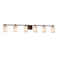 Justice Design Group Lumenaria Era 6 Light Dark Bronze Bath Bar Faux Alabaster Cylinder W Flat Rim Shade