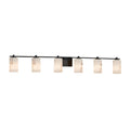 Justice Design Group Lumenaria Era 6 Light Matte Black Bath Bar Faux Alabaster Cylinder W Flat Rim Shade