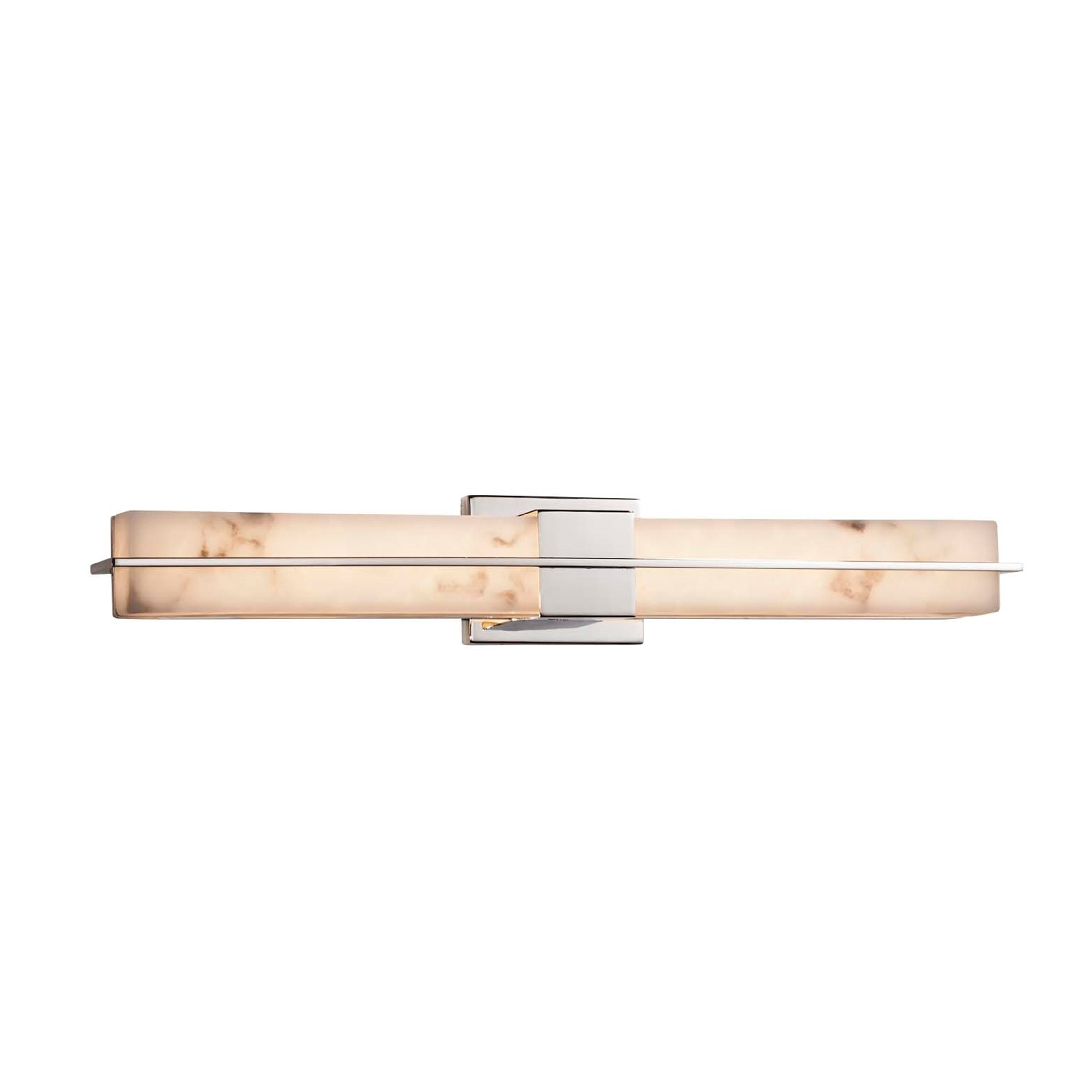 Justice Design Group Lumenaria Era Polished Chrome 30 Inch Led Linear Wall Bath Light Faux Alabaster Shade