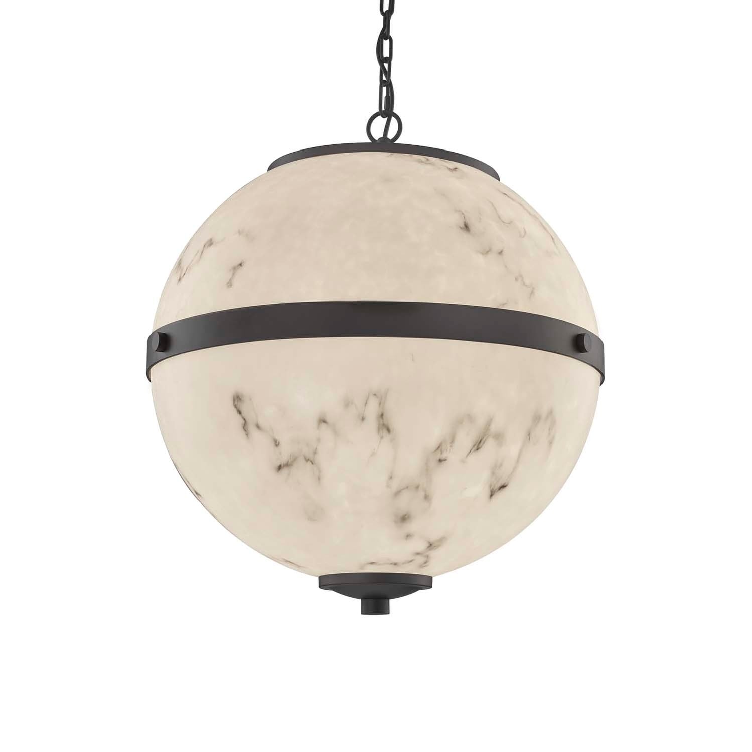 Justice Design Group Lumenaria Imperial 3 Light Matte Black Led Chandelier Faux Alabaster Shade
