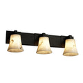 Justice Design Group Lumenaria Modular 3 Light Matte Black Bath Bar Faux Alabaster Round Flared Shade
