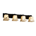 Justice Design Group Lumenaria Modular 4 Light Matte Black Bath Bar Faux Alabaster Square Flared Shade