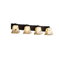 Justice Design Group Lumenaria Modular 4 Light Dark Bronze Bath Bar Faux Alabaster Square Flared Shade