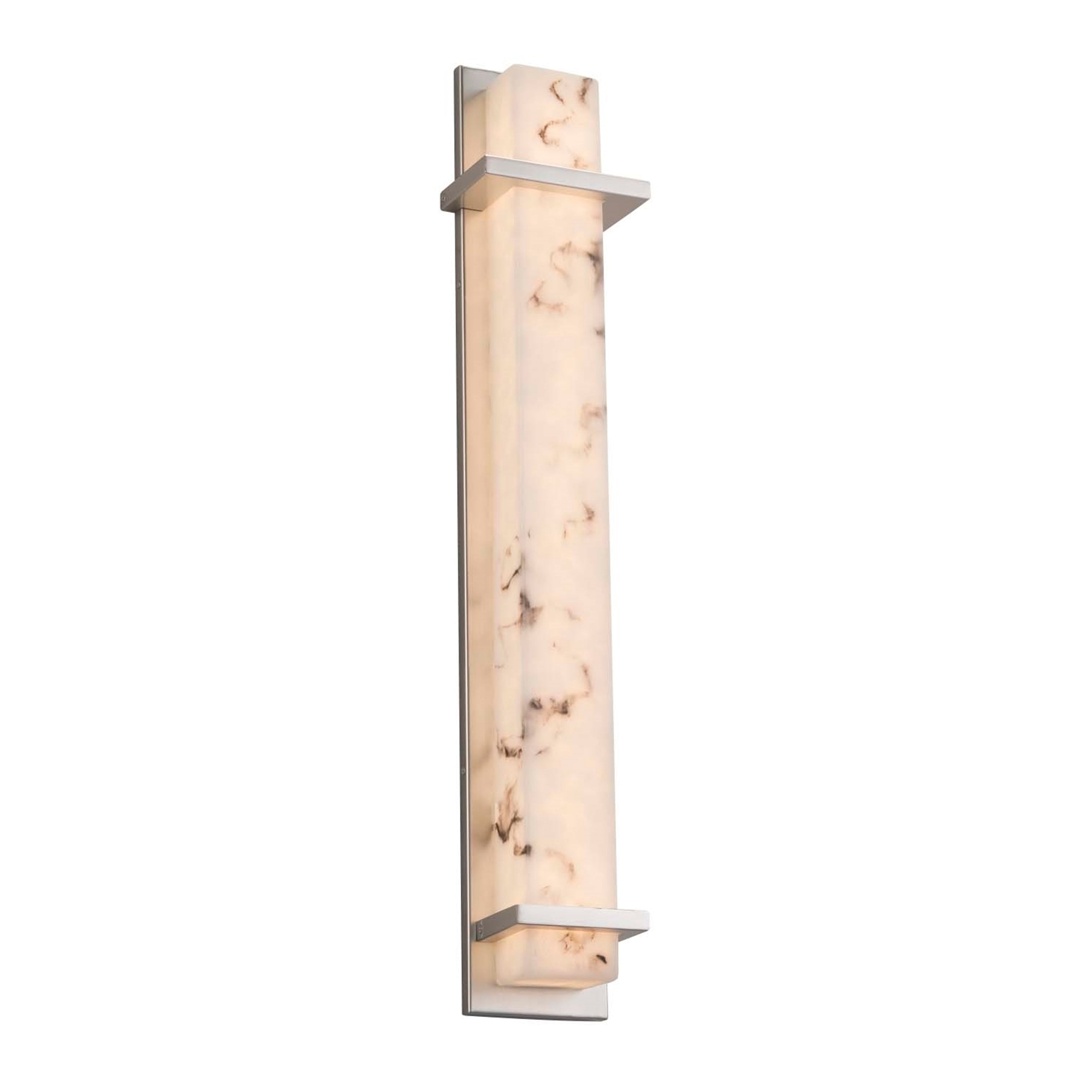 Justice Design Group Lumenaria Monolith Brushed Nickel 36 Inch Led Wall Sconce Faux Alabaster Shade