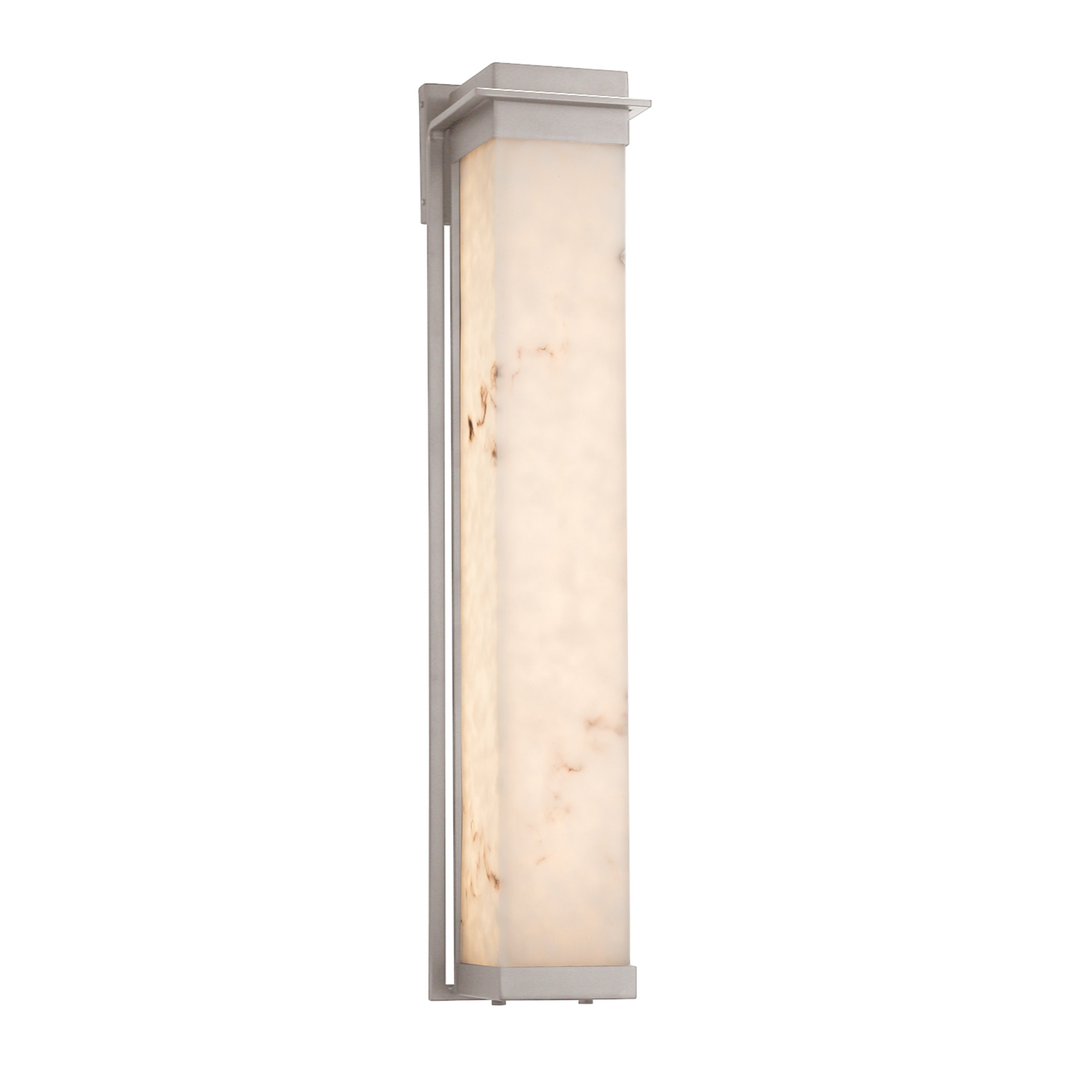 Justice Design Group Lumenaria Pacific 36 Inch Brushed Nickel Led Outdoor Wall Sconce Faux Alabaster Shade