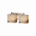 Justice Design Group Lumenaria Regency 2 Light Brushed Nickel Bath Bar Faux Alabaster Rectangle Shade