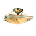 Justice Design Group Lumenaria Ring 2 Light Brushed Nickel Square Bowl Semi Flush Faux Alabaster Shade