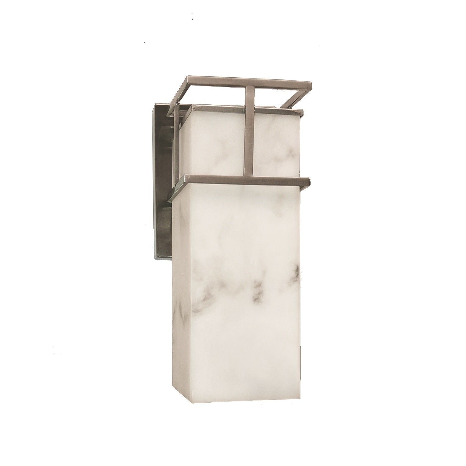 Justice Design Group Lumenaria Structure Brushed Nickel Outdoor Led Wall Sconce Faux Alabaster Shade