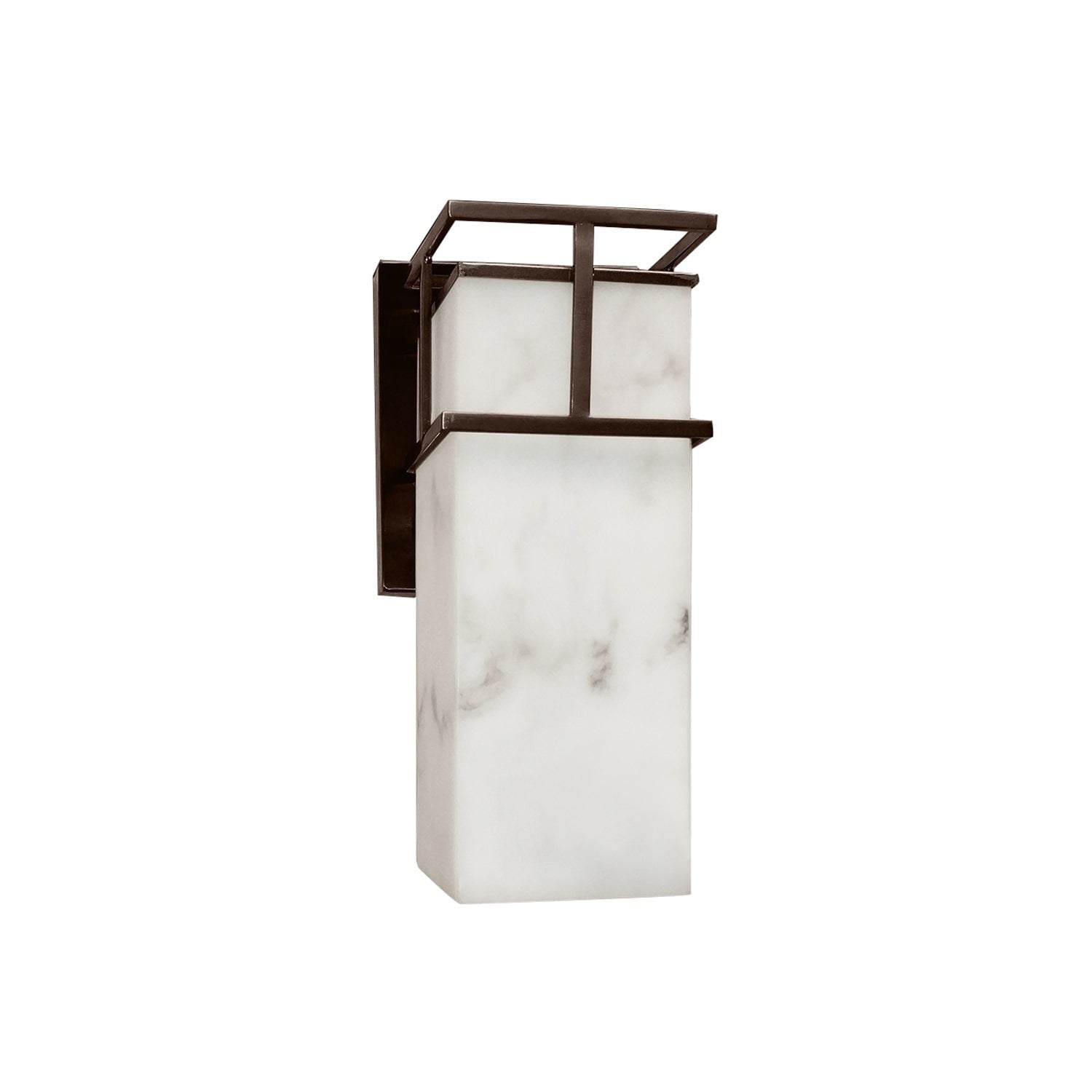 Justice Design Group Lumenaria Structure 1 Light Dark Bronze Outdoor Led Wall Sconce Faux Alabaster Shade