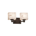 Justice Design Group Lumenaria Tetra 2 Light Dark Bronze Bath Bar Faux Alabaster Rectangle Shade