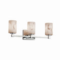 Justice Design Group Lumenaria Tetra 3 Light Polished Chrome Bath Bar Faux Alabaster Cylinder Flat Rim Shade