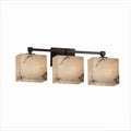 Justice Design Group Lumenaria Tetra 3 Light Dark Bronze Bath Bar Faux Alabaster Rectangle Shade