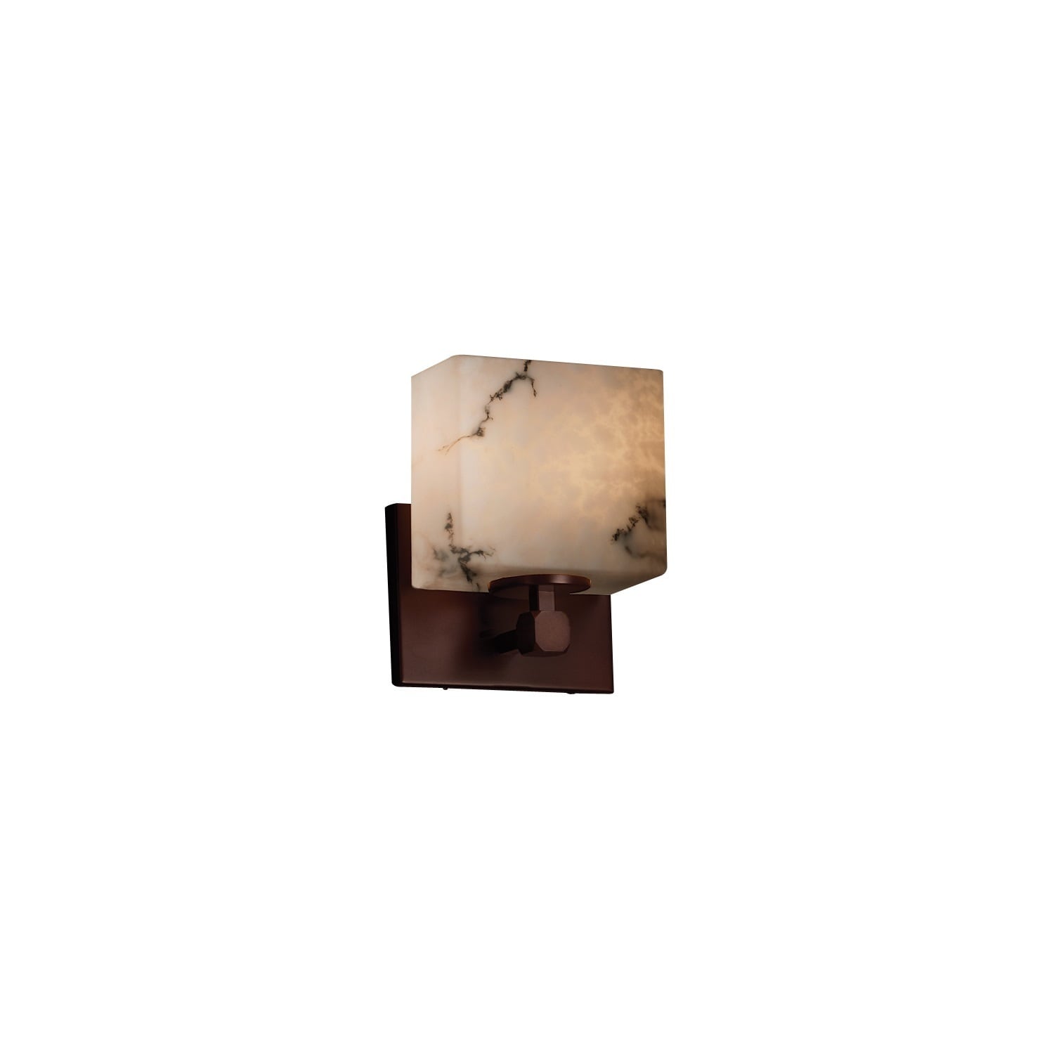 Justice Design Group Lumenaria Tetra 1 Light Dark Bronze Ada Wall Sconce Faux Alabaster Rectangle Shade