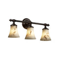 Justice Design Group Lumenaria Tradition 3 Light Dark Bronze Bath Bar Faux Alabaster Round Flared Shade