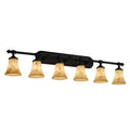 Justice Design Group Lumenaria Tradition 6 Light Dark Bronze Bath Bar Faux Alabaster Round Flared Shade