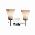 Justice Design Group Lumenaria Union 2 Light Polished Chrome Bath Bar Faux Alabaster Round Flared Shade