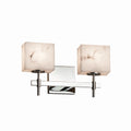 Justice Design Group Lumenaria Union 2 Light Polished Chrome Bath Bar Faux Alabaster Rectangle Shade