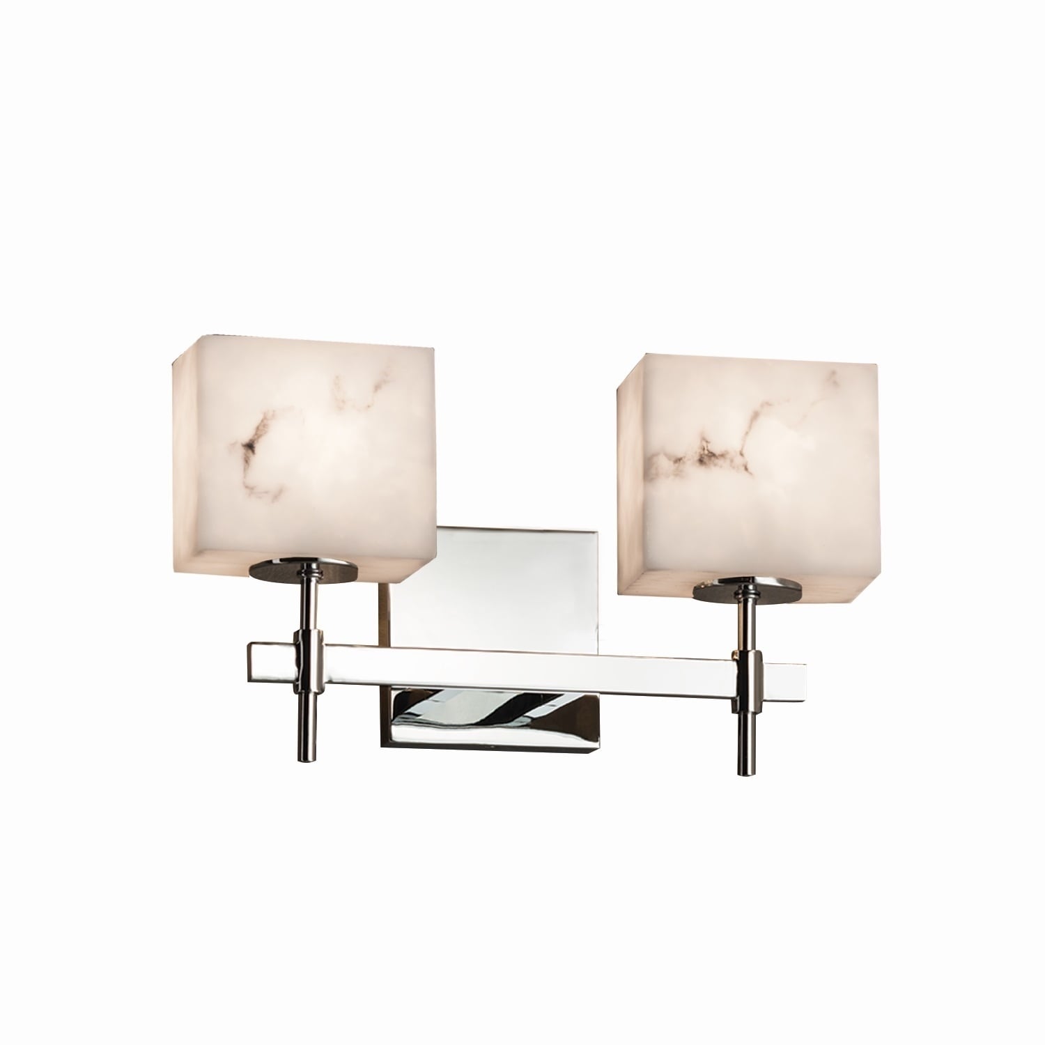 Justice Design Group Lumenaria Union 2 Light Polished Chrome Bath Bar Faux Alabaster Rectangle Shade