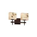 Justice Design Group Lumenaria Union 2 Light Dark Bronze Bath Bar Faux Alabaster Rectangle Shade