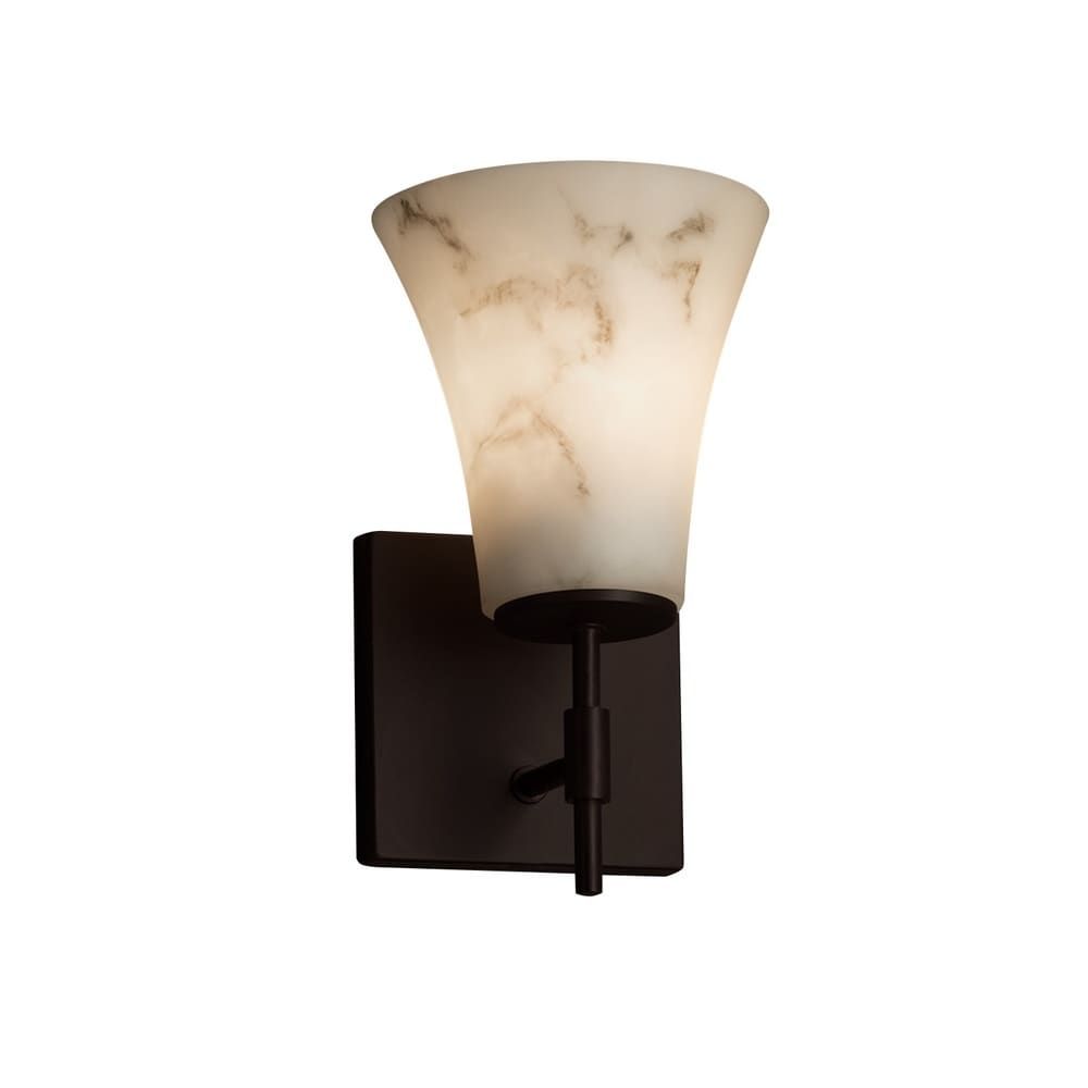 Justice Design Group Lumenaria Union 1 Light Dark Bronze Wall Sconce Faux Alabaster Round Flared Shade
