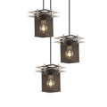Justice Design Group Wire Mesh Metropolis 3 Light Polished Chrome Pendant Wire Mesh Square Flat Rim Shade