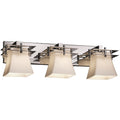 Justice Design Group Fusion Metropolis 3 Light Polished Chrome Bath Bar Opal Square Flared Shade