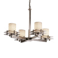 Justice Design Group Limoges Metropolis 4 Light Brushed Nickel Chandelier Waves Cylinder Flat Rim Shade