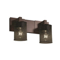 Justice Design Group Wire Mesh Modular 2 Light Dark Bronze Bath Bar Cylinder Flat Rim Shade