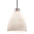 Justice Design Group Fusion 1 Light Brushed Nickel Pendant Opal Tapered Cylinder Shade Silver