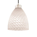 Justice Design Group Fusion 1 Light Polished Chrome Pendant Weave Tapered Cylinder Shade Silver