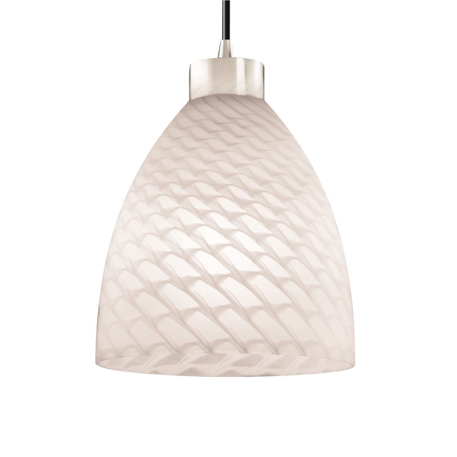Justice Design Group Fusion 1 Light Polished Chrome Pendant Weave Tapered Cylinder Shade Silver