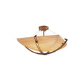 Justice Design Group Porcelina Crossbar 3 Light Dark Bronze Square Bowl Semi Flush Waves Shade