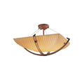 Justice Design Group Porcelina Crossbar 3 Light Dark Bronze Square Bowl Semi Flush Waterfall Shade