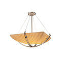 Justice Design Group Porcelina Crossbar 3 Light Brushed Nickel Square Bowl Pendant Waterfall Shade