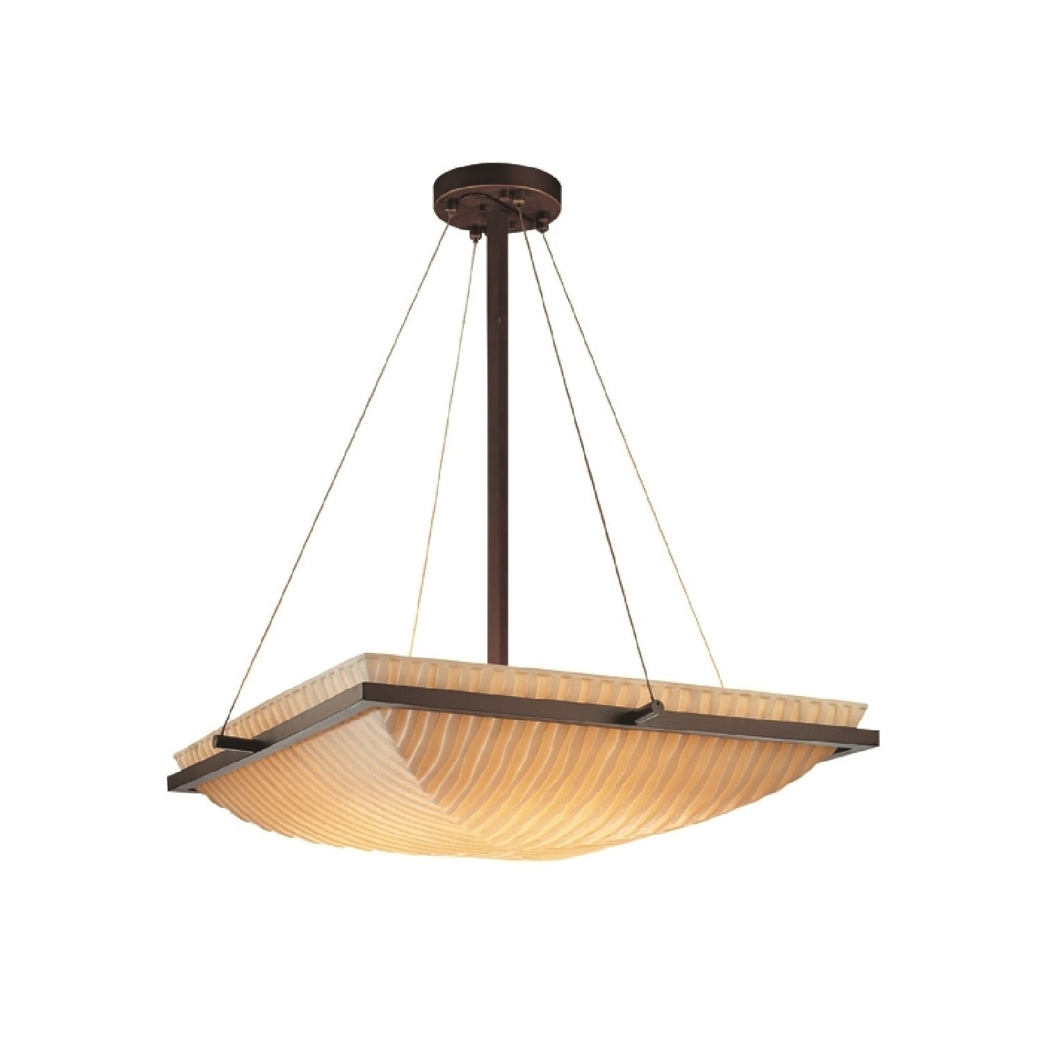 Justice Design Group Porcelina Ring 3 Light Dark Bronze Square Bowl Pendant Waterfall Shade