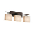 Justice Design Group Porcelina Aero 3 Light Dark Bronze Bath Bar Waves Rectangle Shade