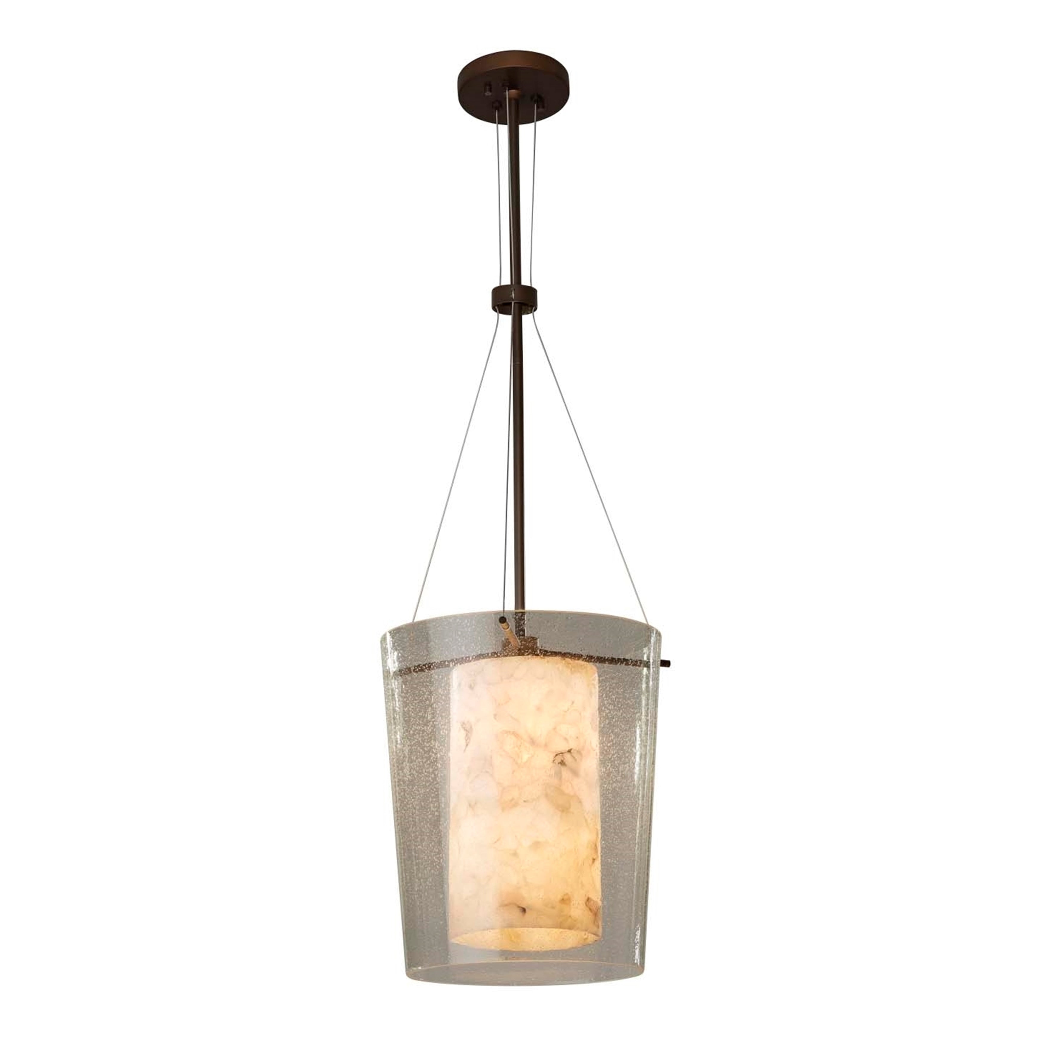 Justice Design Group Porcelina Amani 1 Light Dark Bronze Center Drum Pendant Waves Impressions