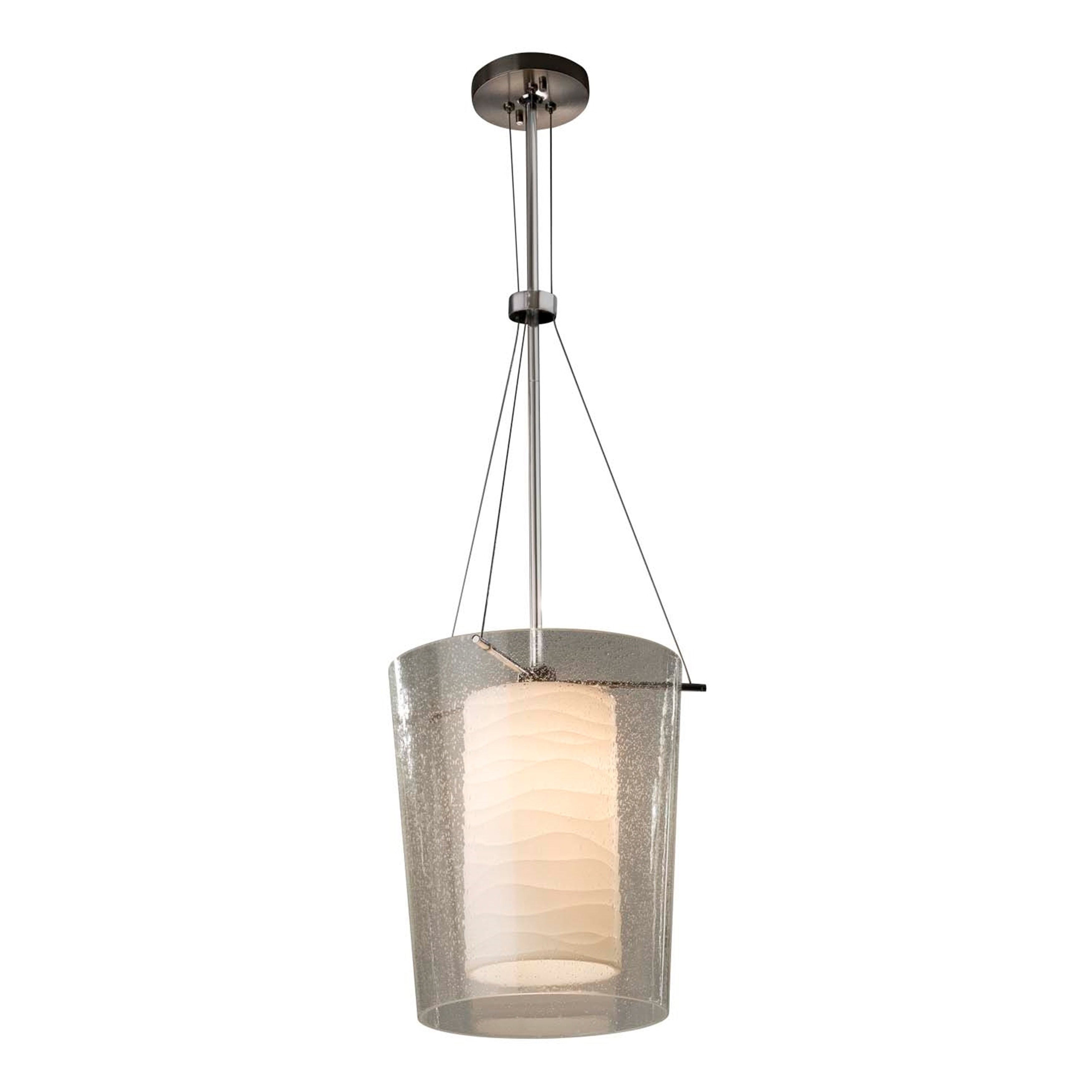 Justice Design Group Porcelina Amani 1 Light Polished Chrome Center Drum Pendant Waves Impressions