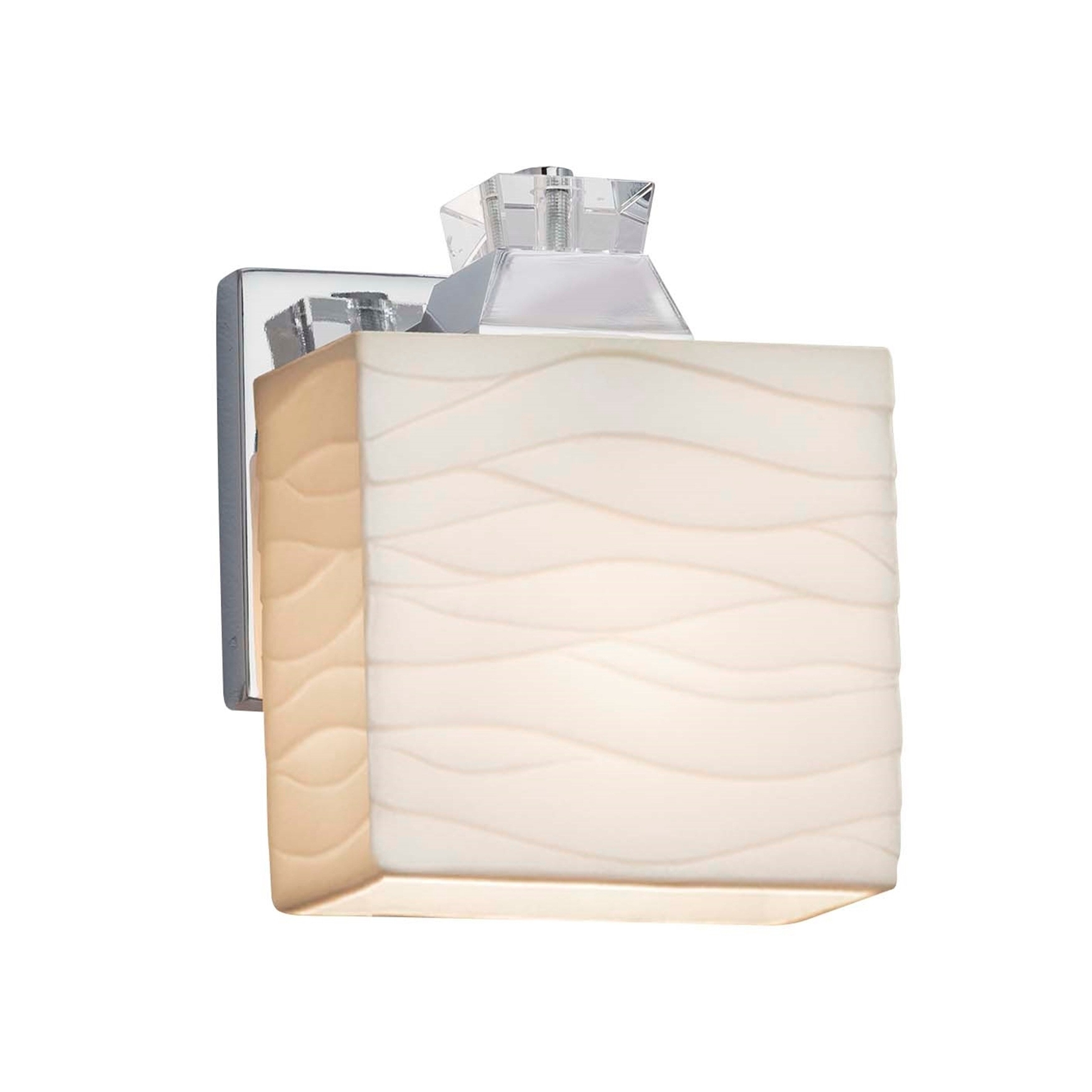 Justice Design Group Porcelina Ardent 1 Light Polished Chrome Wall Sconce Rectangle Waves Impressions