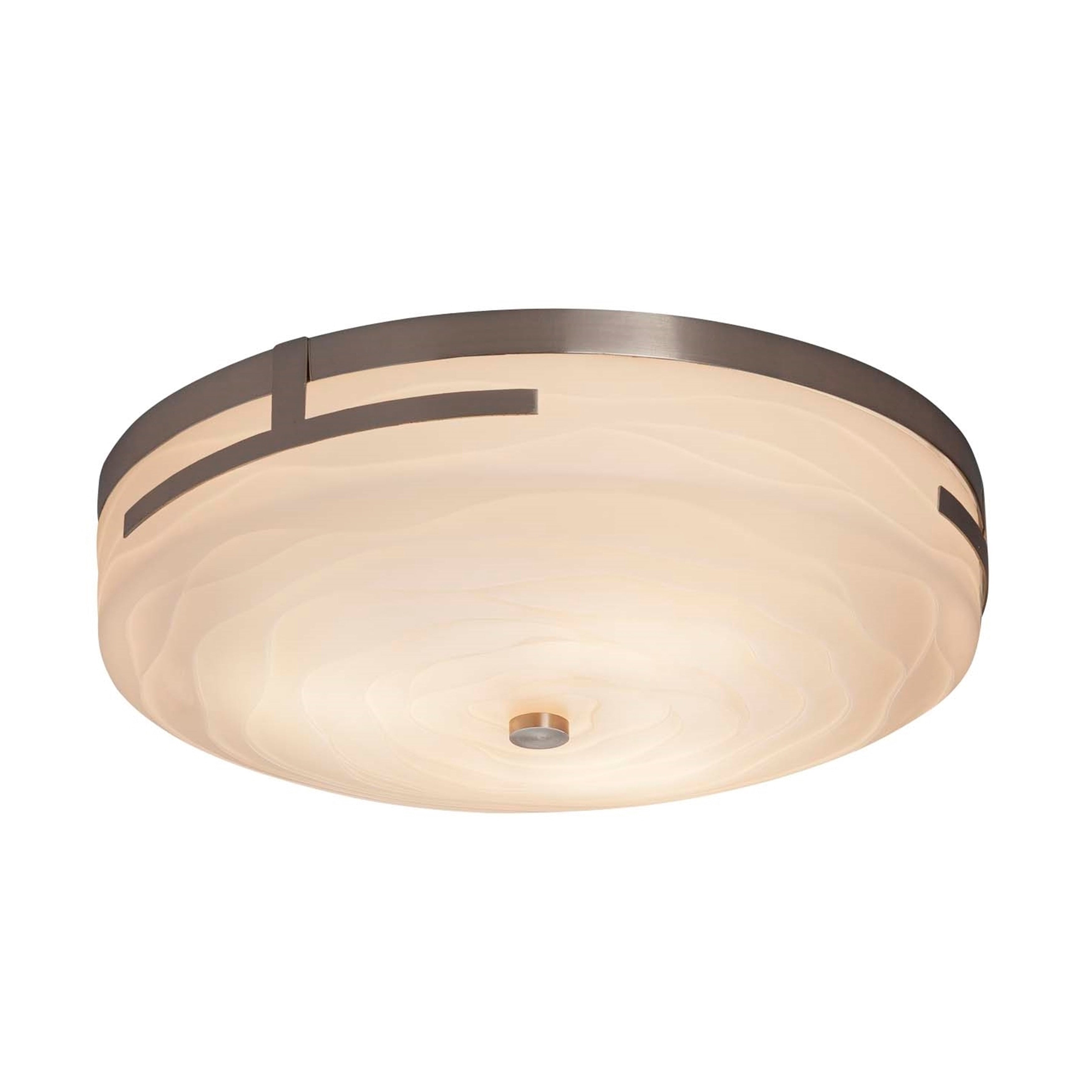 Justice Design Group Porcelina Atlas Brushed Nickel 19 Inch Led Round Flush Mount Waves Impressions