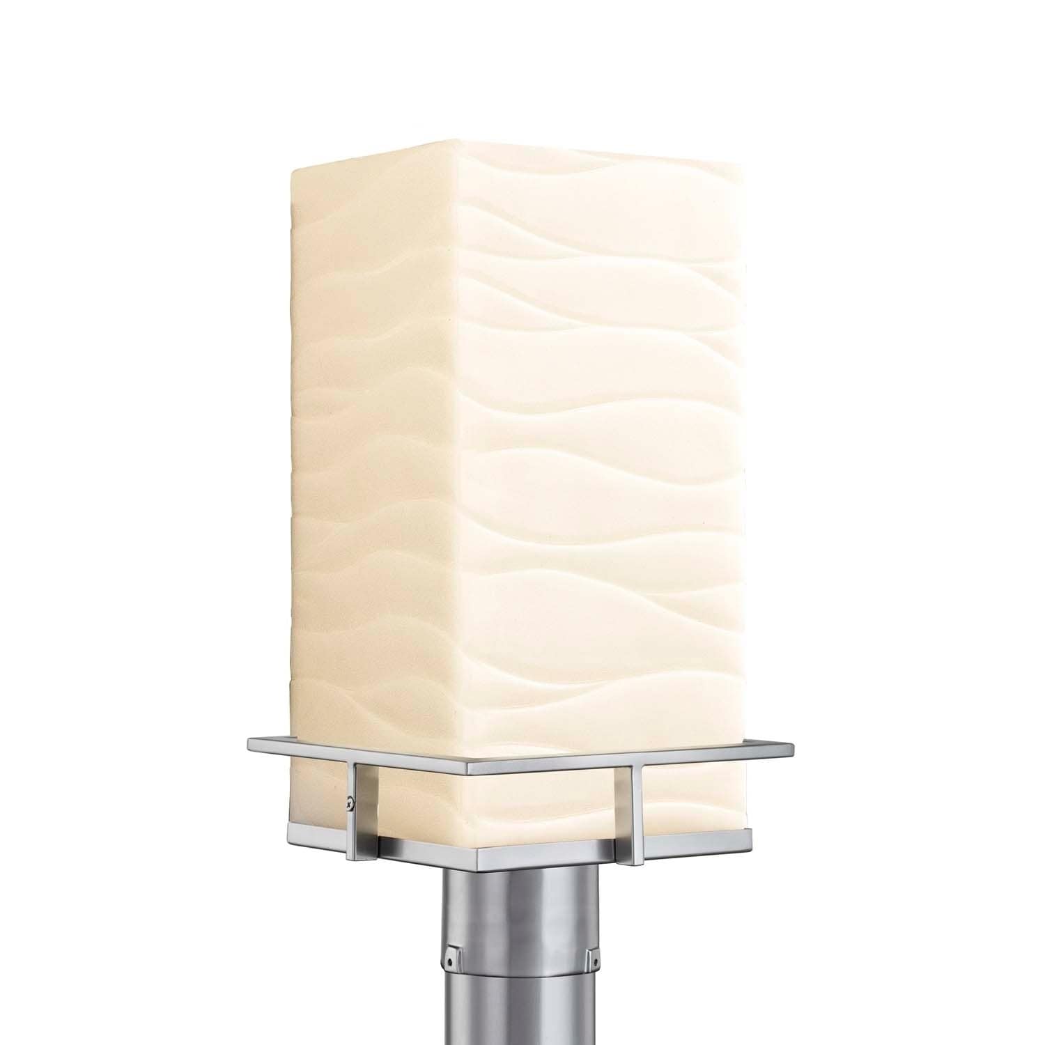 Justice Design Group Porcelina Avalon 1 Light Brushed Nickel Led Outdoor Post Light Waves Shade